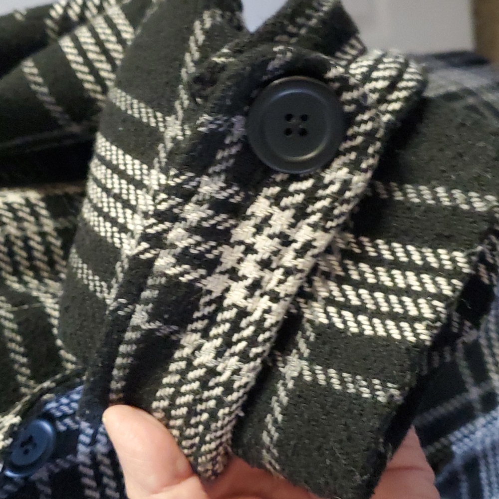 Torrid Black Houndstooth Plaid Double-Breasted Pea Coat - Picture 8 of 12